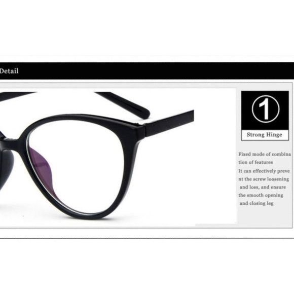 Glasses Anti UV Blue Light Protection Lg Cat Eye - Picture 4 of 7